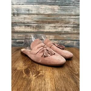 Sam Edelman Paris Tassel Mules In Blush Pink Suede
